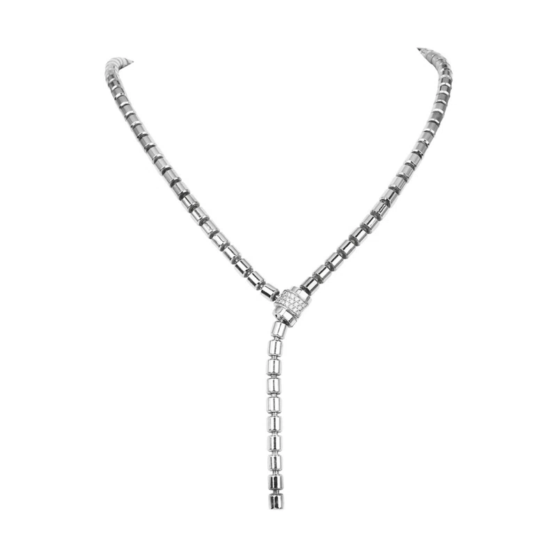 White Gold and Diamond Possession Lariat Necklace