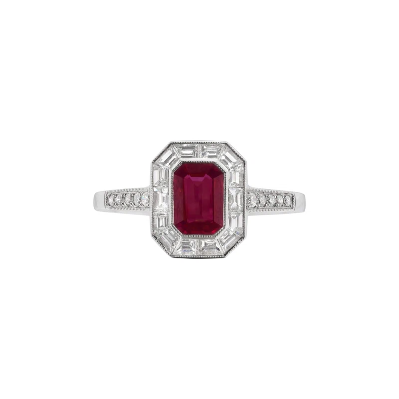 Platinum, 0.75ct Ruby and Diamond Ring