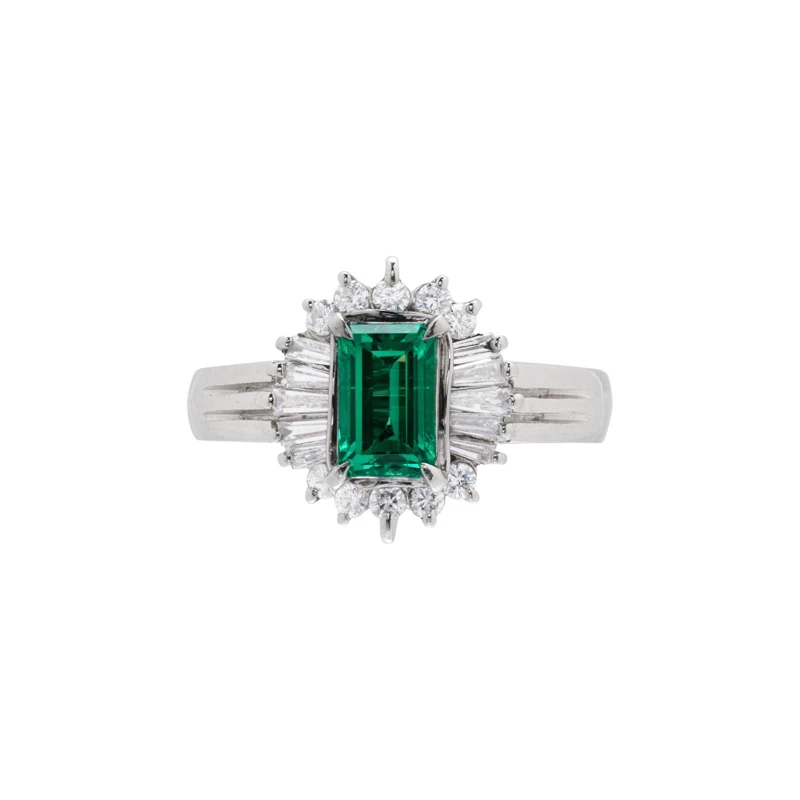 Platinum, 0.60ct Colombian Emerald and Diamond Ring