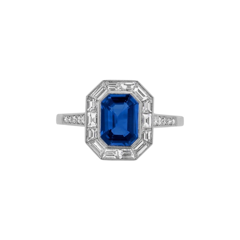 Platinum, 1.55ct Sapphire and Diamond Ring
