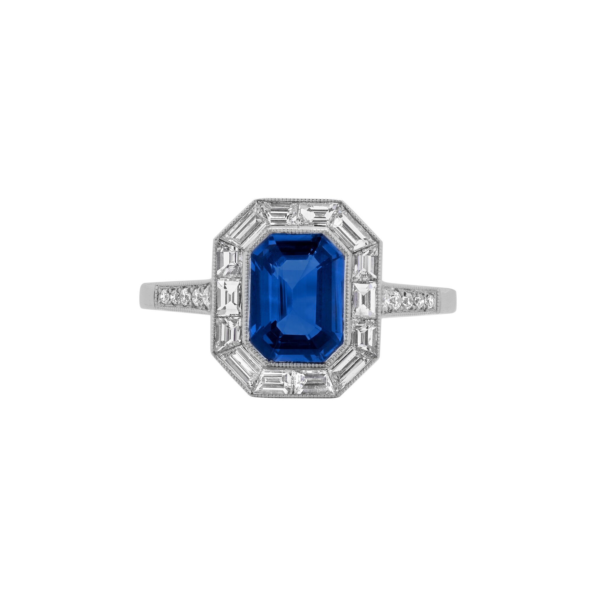 Platinum, 1.55ct Sapphire and Diamond Ring — view 1