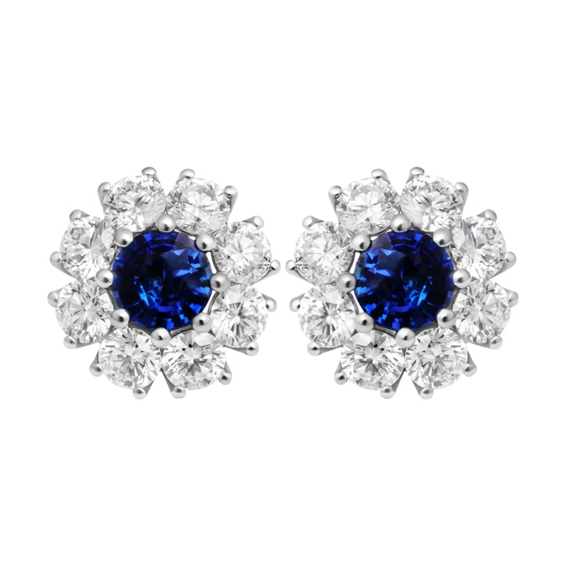 Platinum, 1.05ctw Sapphire and Diamond Stud Earrings