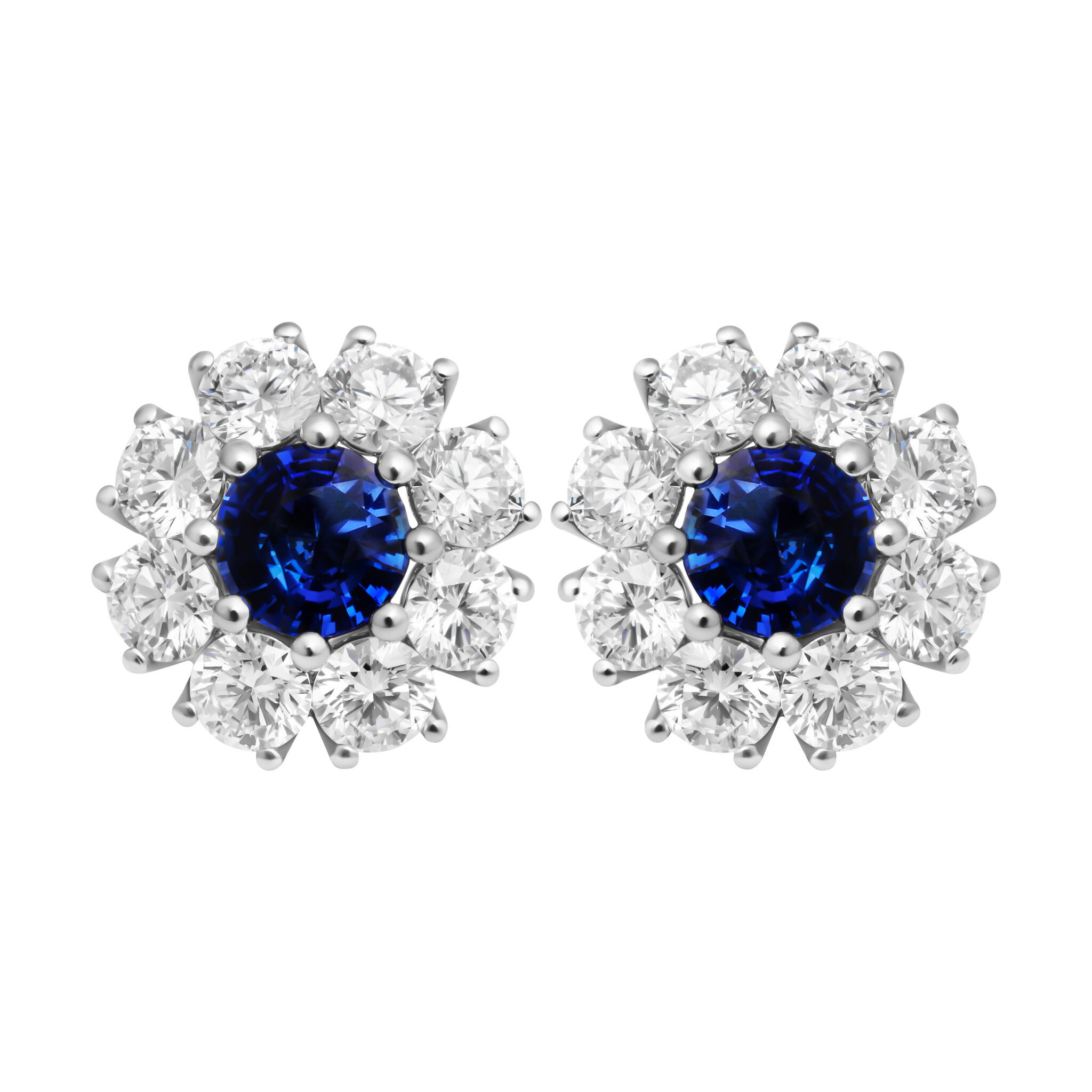 Platinum, 1.05ctw Sapphire and Diamond Stud Earrings — view 1