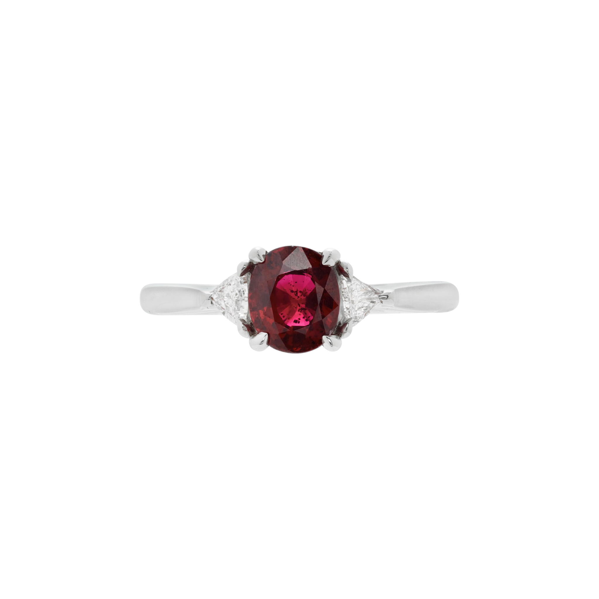 Platinum, 1.32ct Madagascar Ruby and Diamond Ring — view 1