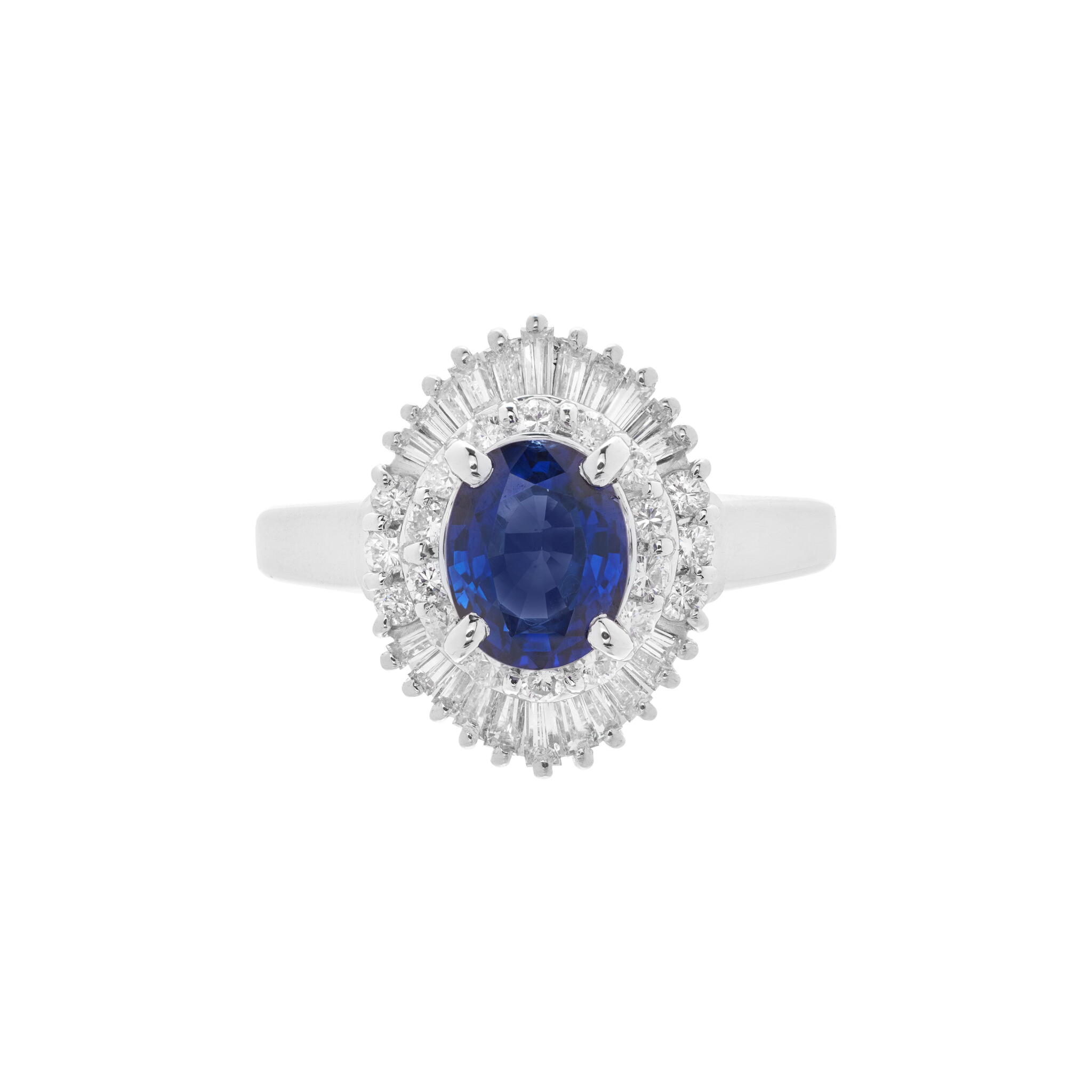 Platinum, 1.45ct Sapphire and Diamond Ring — view 1