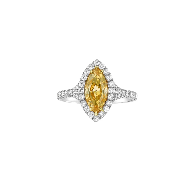 Platinum, 1.05ct Fancy Intense Orange-Yellow Diamond and Diamond Engagement Ring