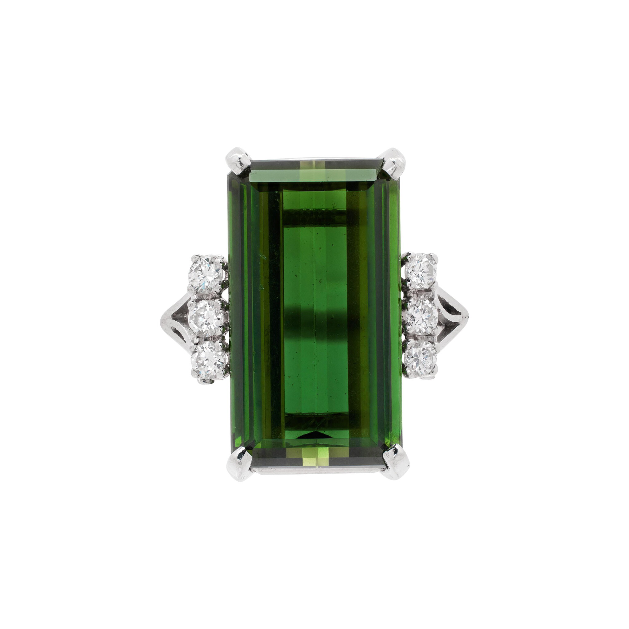 Platinum, 11.50ct Tourmaline and Diamond Ring — view 1