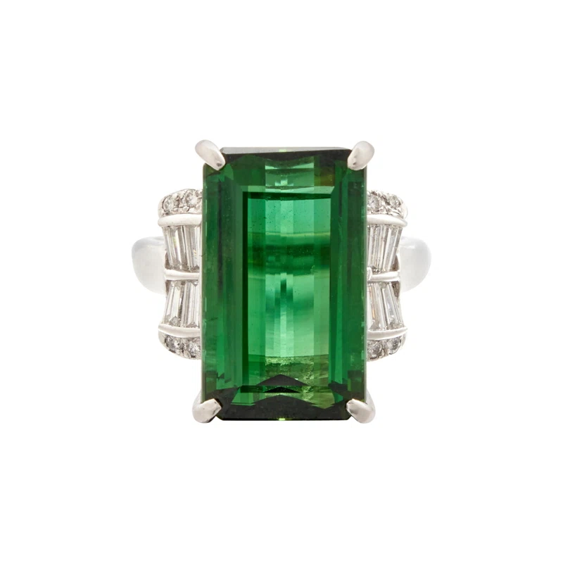 Platinum, 11.72ct Tourmaline and Diamond Ring 