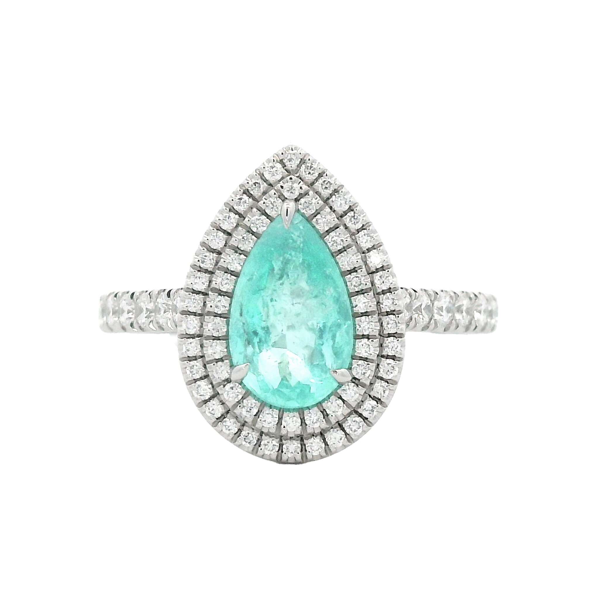 Platinum, 1.16ct Paraíba-Type Tourmaline and Diamond Ring  — view 1
