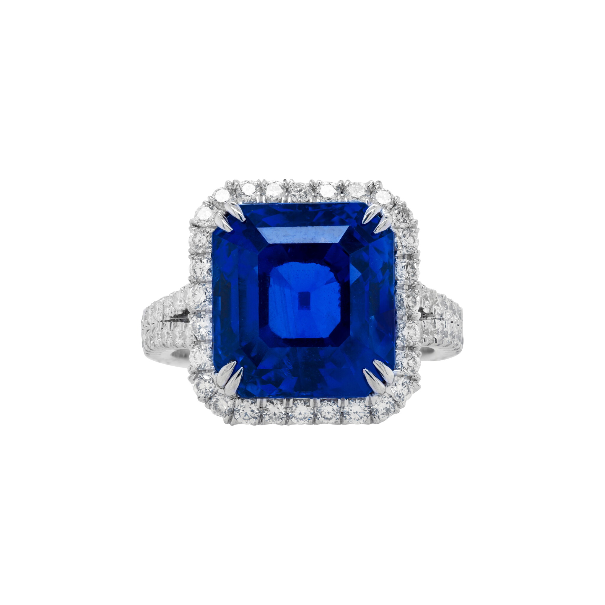 Platinum, 13.42ct Ceylon Sapphire and Diamond Ring — view 1