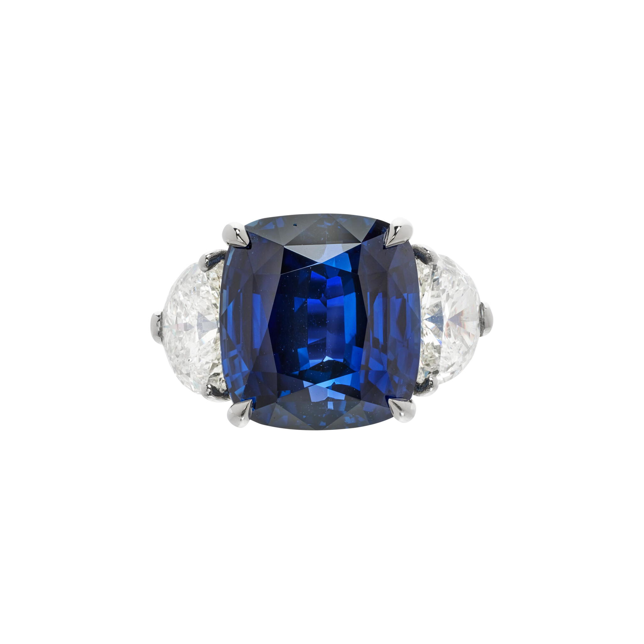 Platinum, 14.33ct Ceylon Sapphire and Diamond Ring — view 1