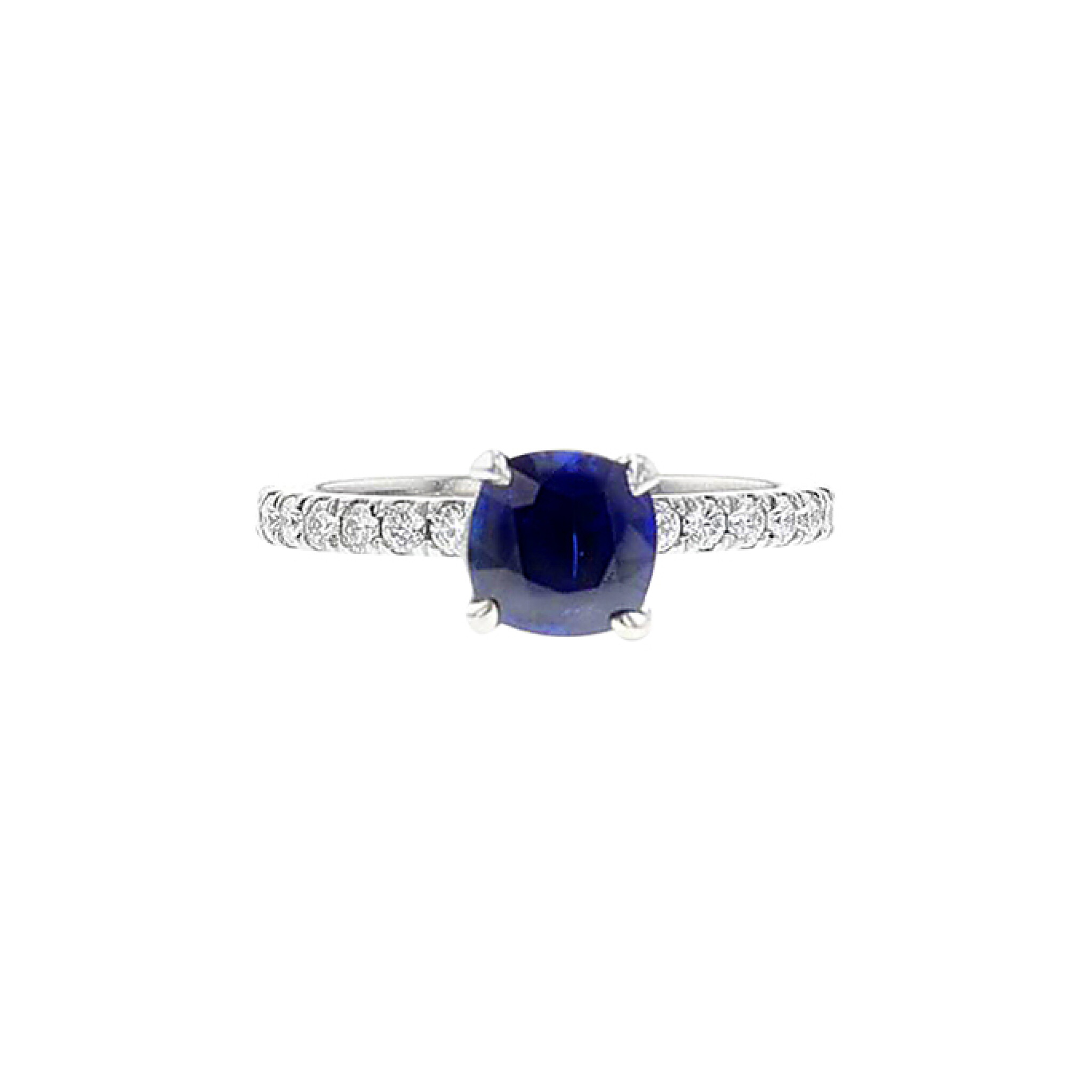 Platinum, 1.46ct Burmese Sapphire and Diamond Ring — view 1