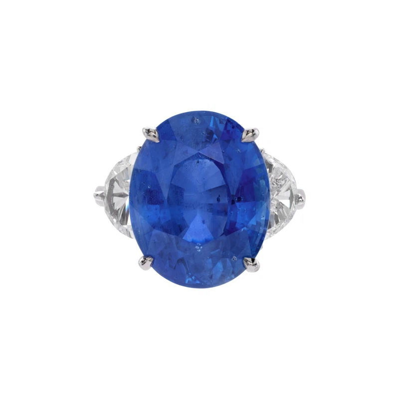 Platinum, 14.80ct Ceylon Sapphire and Diamond Ring