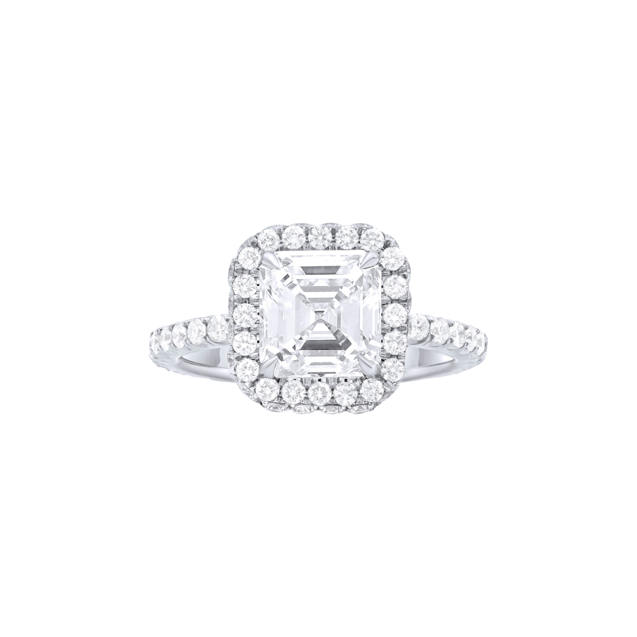 Platinum, 2.01ct Asscher Cut Diamond and Diamond Engagement Ring — view 1