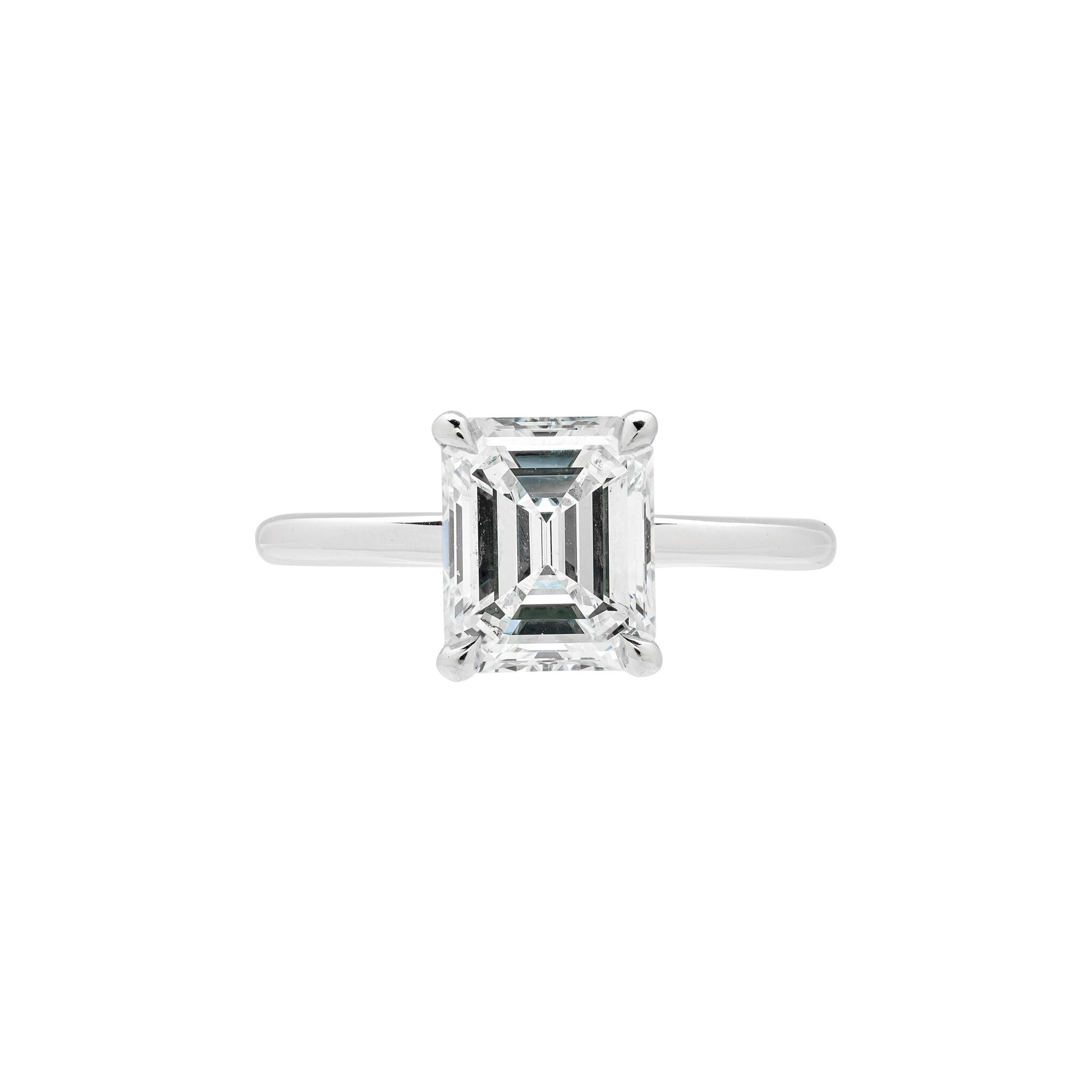 Platinum and 2.05ct Emerald Cut Diamond Engagement Ring — view 1