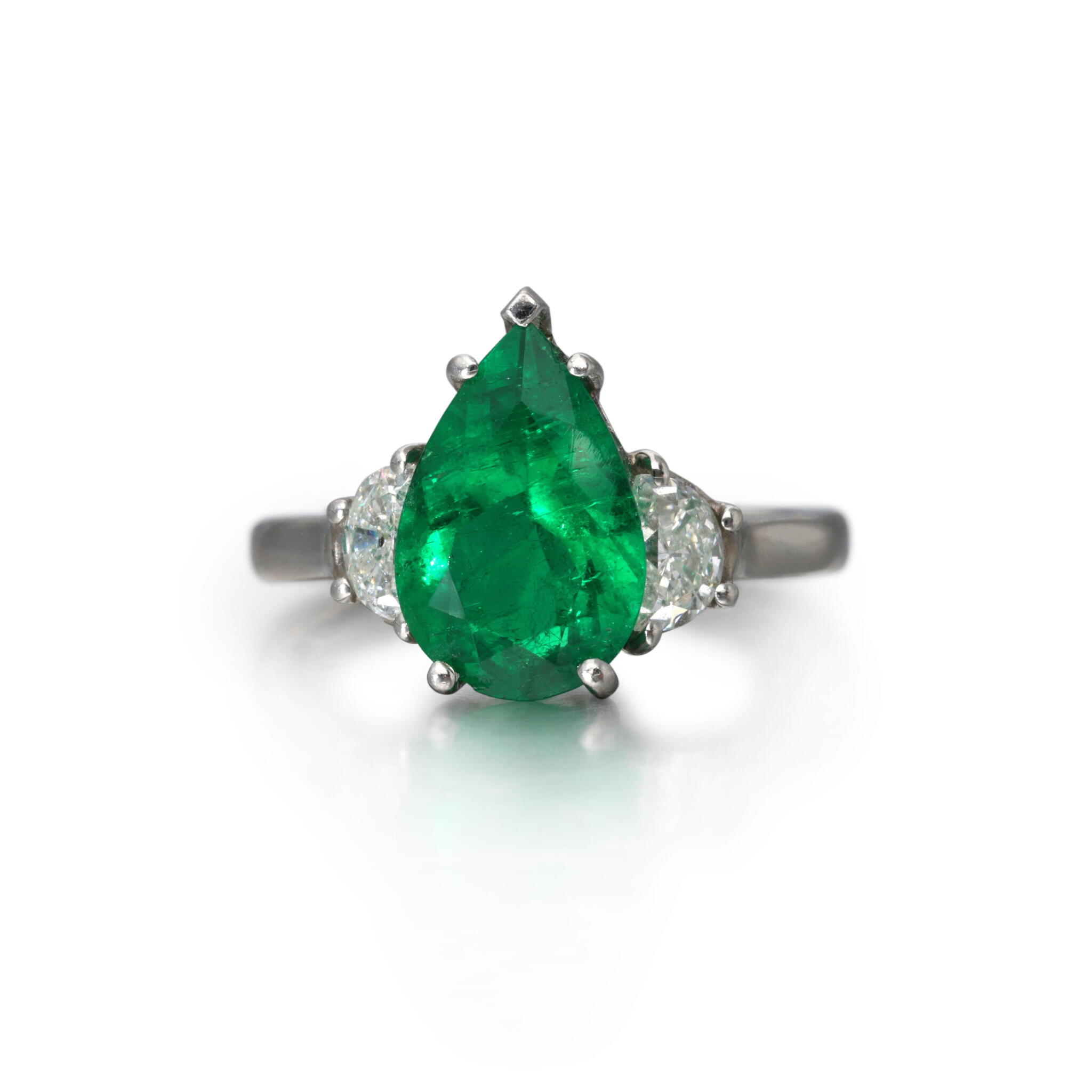 Platinum, 2.52ct Colombian Emerald and Diamond Ring — view 1