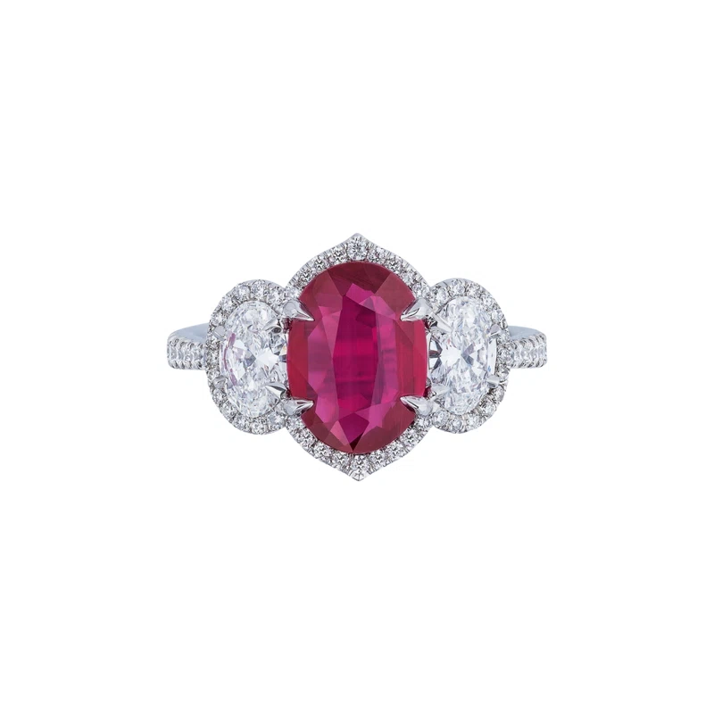 Platinum, 2.61ct Ruby and Diamond Ring