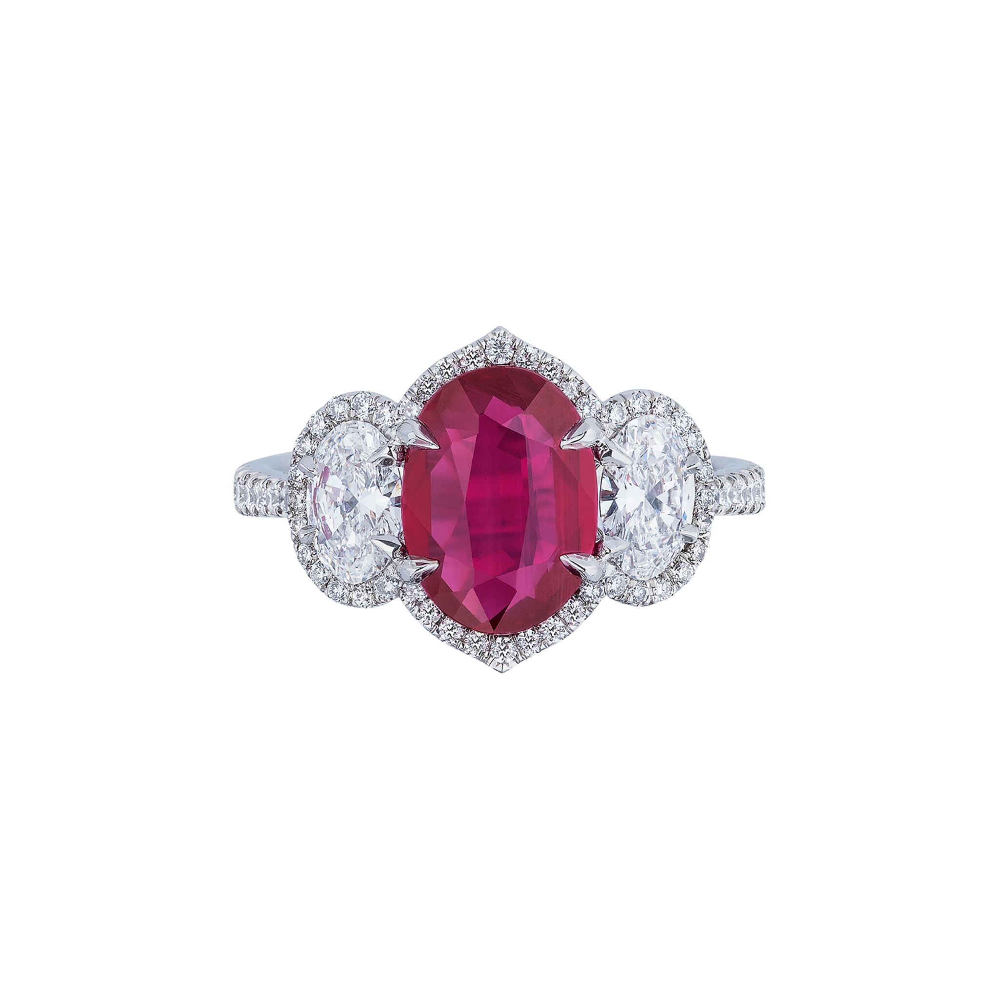 Platinum, 2.61ct Ruby and Diamond Ring — view 1
