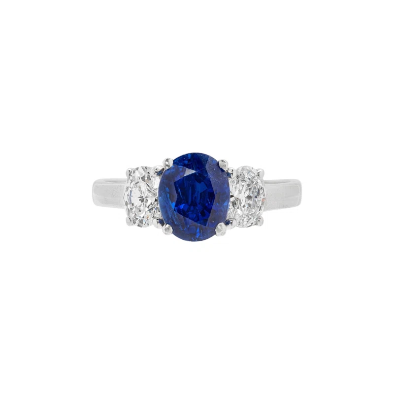 Platinum, 2.63ct Burmese Royal Blue Sapphire and Diamond Ring