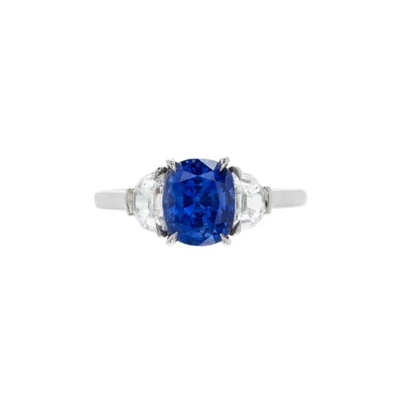 Platinum, 2.68ct Kashmir Sapphire and Diamond Ring