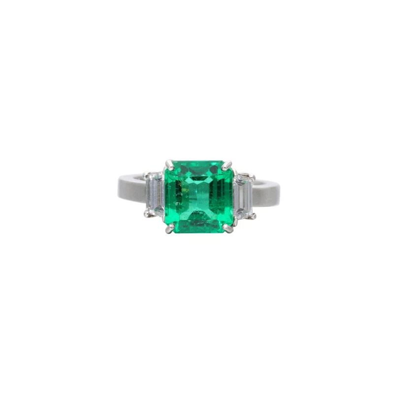 Platinum, 2.69ct Colombian Emerald and Diamond Ring