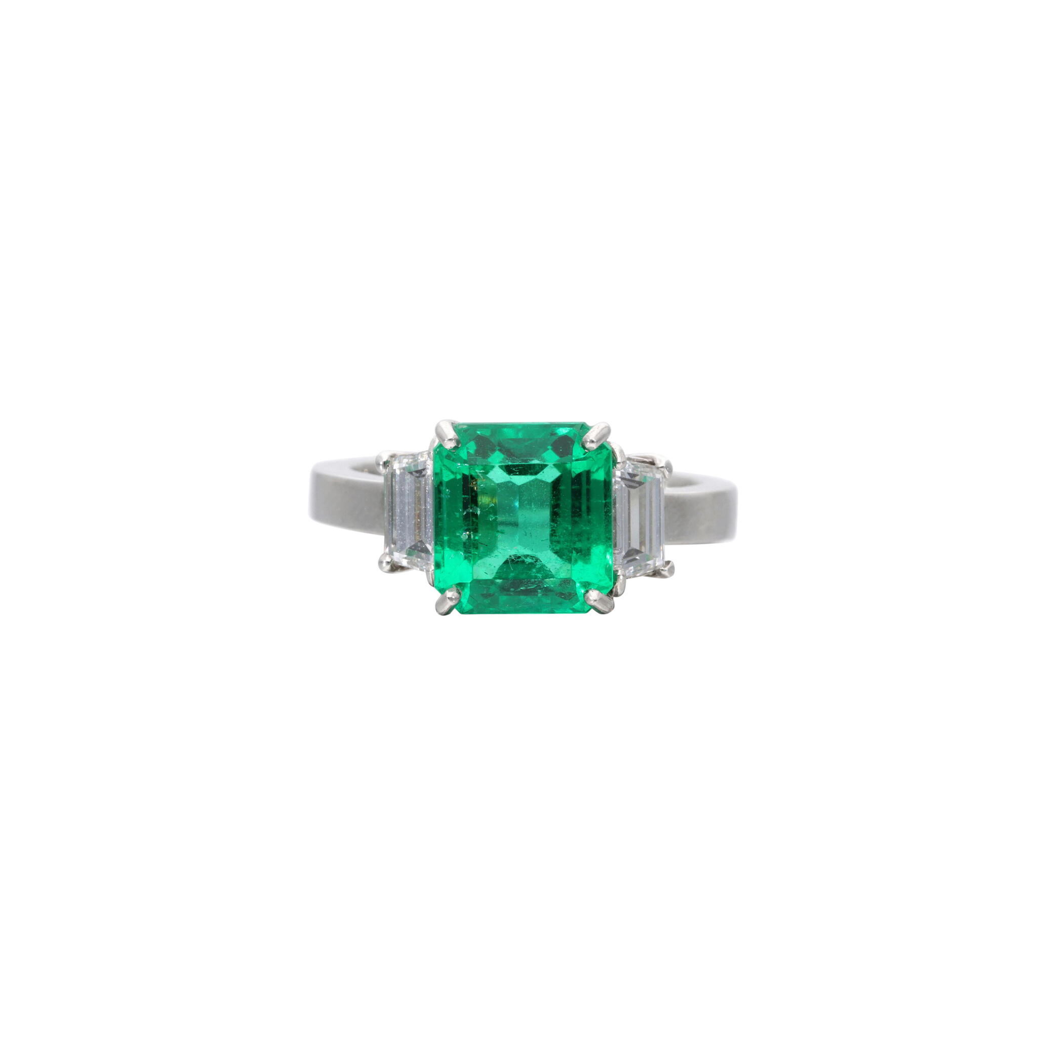 Platinum, 2.69ct Colombian Emerald and Diamond Ring — view 1