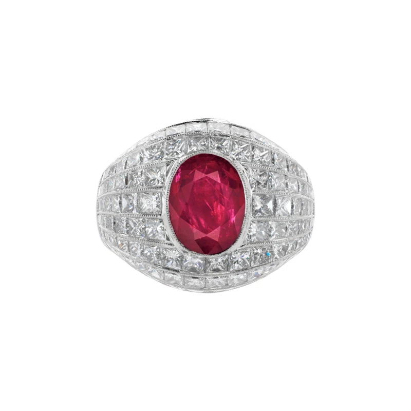 Platinum, 2.84ct Burmese Ruby and Diamond Ring 