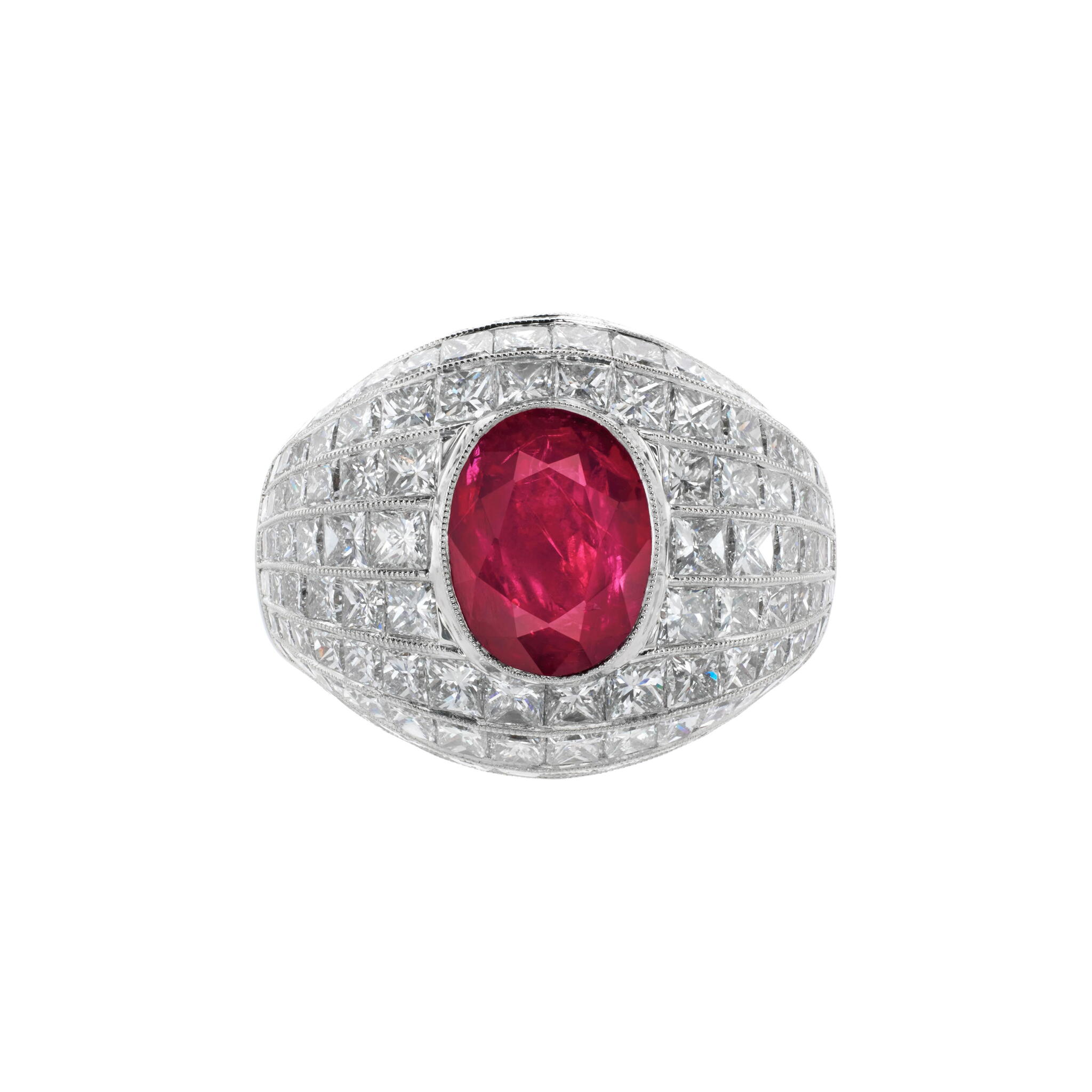 Platinum, 2.84ct Burmese Ruby and Diamond Ring  — view 1