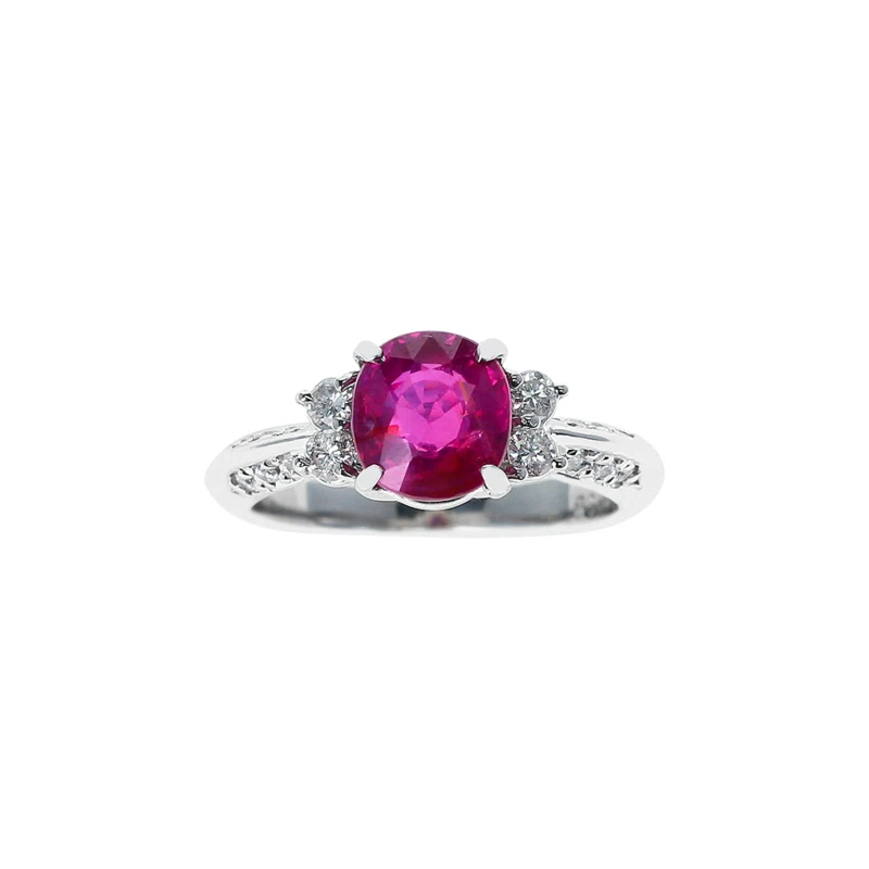 Platinum, 2.16ct Mozambique Ruby and Diamond Ring