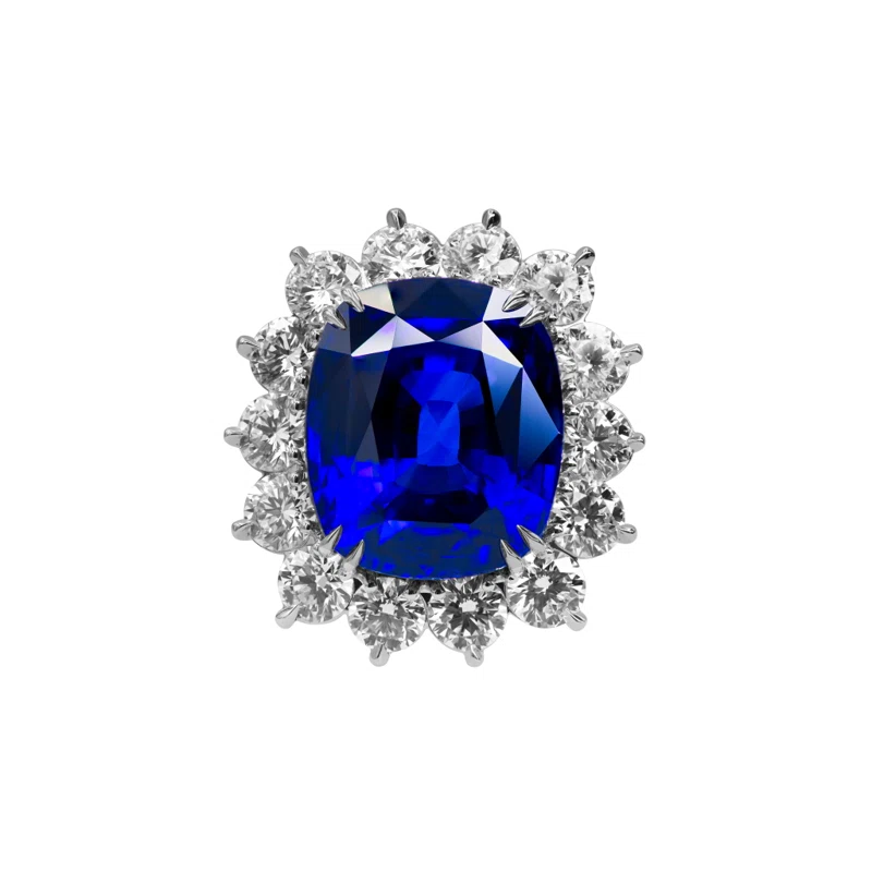 Platinum, 27.17ct Ceylon Sapphire and Diamond Ring