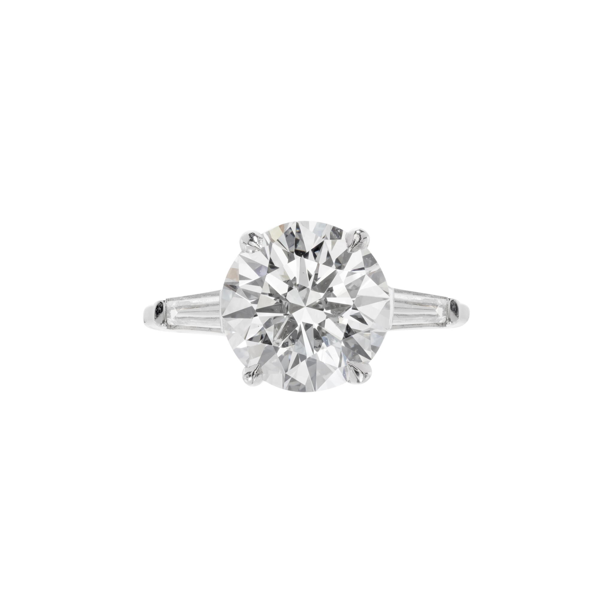 Platinum, 3.01ct Round Brilliant Cut and Diamond Engagement Ring — view 1