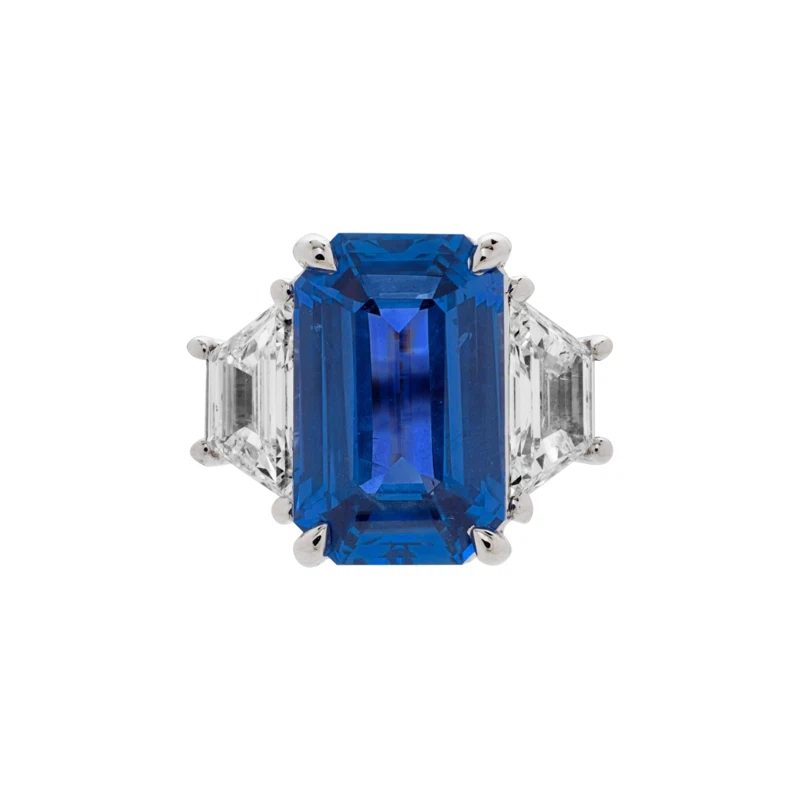 Platinum, 3.74ct Ceylon Sapphire and Diamond Ring