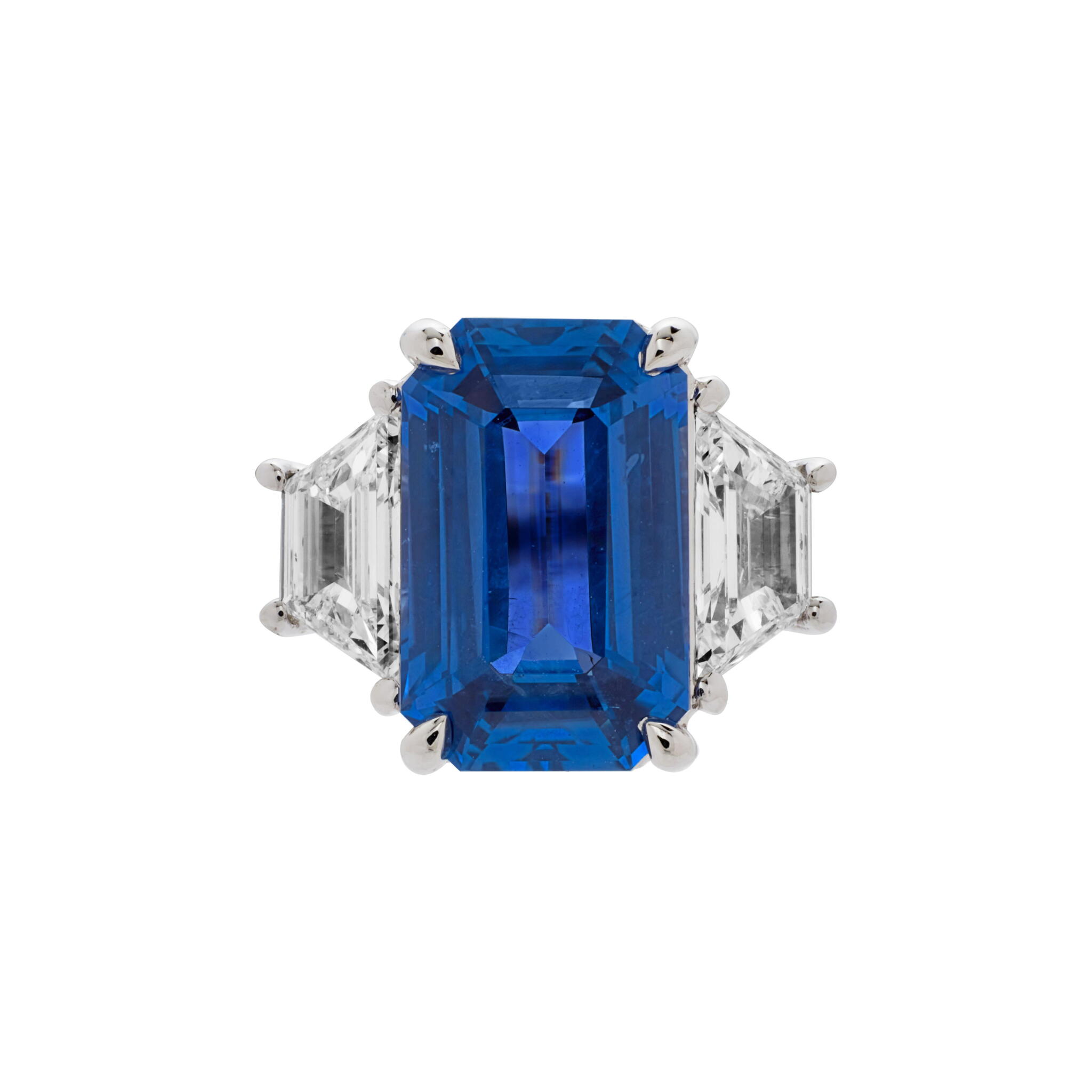 Platinum, 3.74ct Ceylon Sapphire and Diamond Ring — view 1