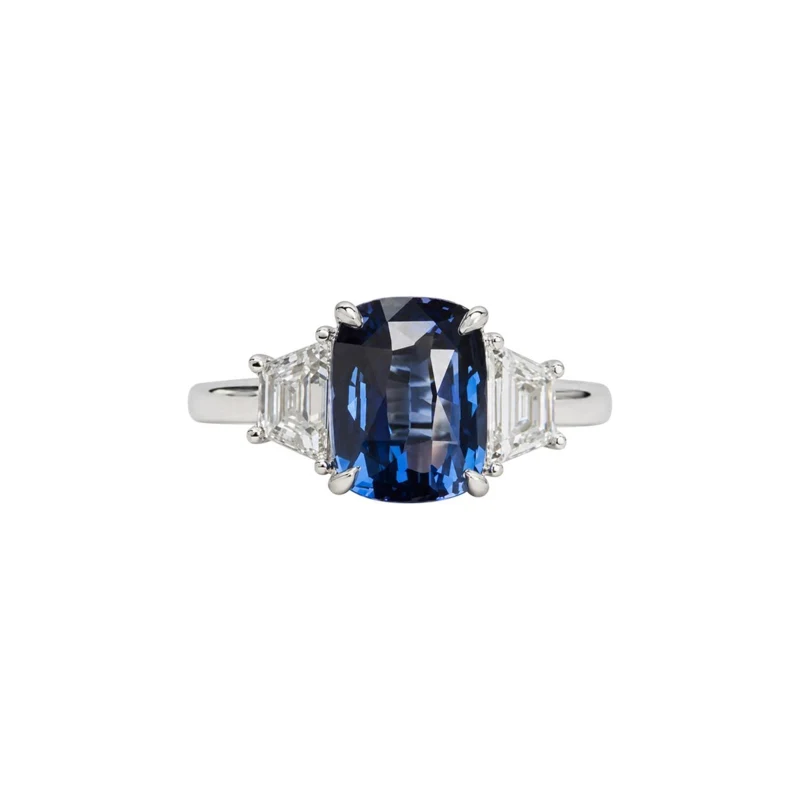 Platinum, 4.01ct Madagascar Sapphire and Diamond Ring