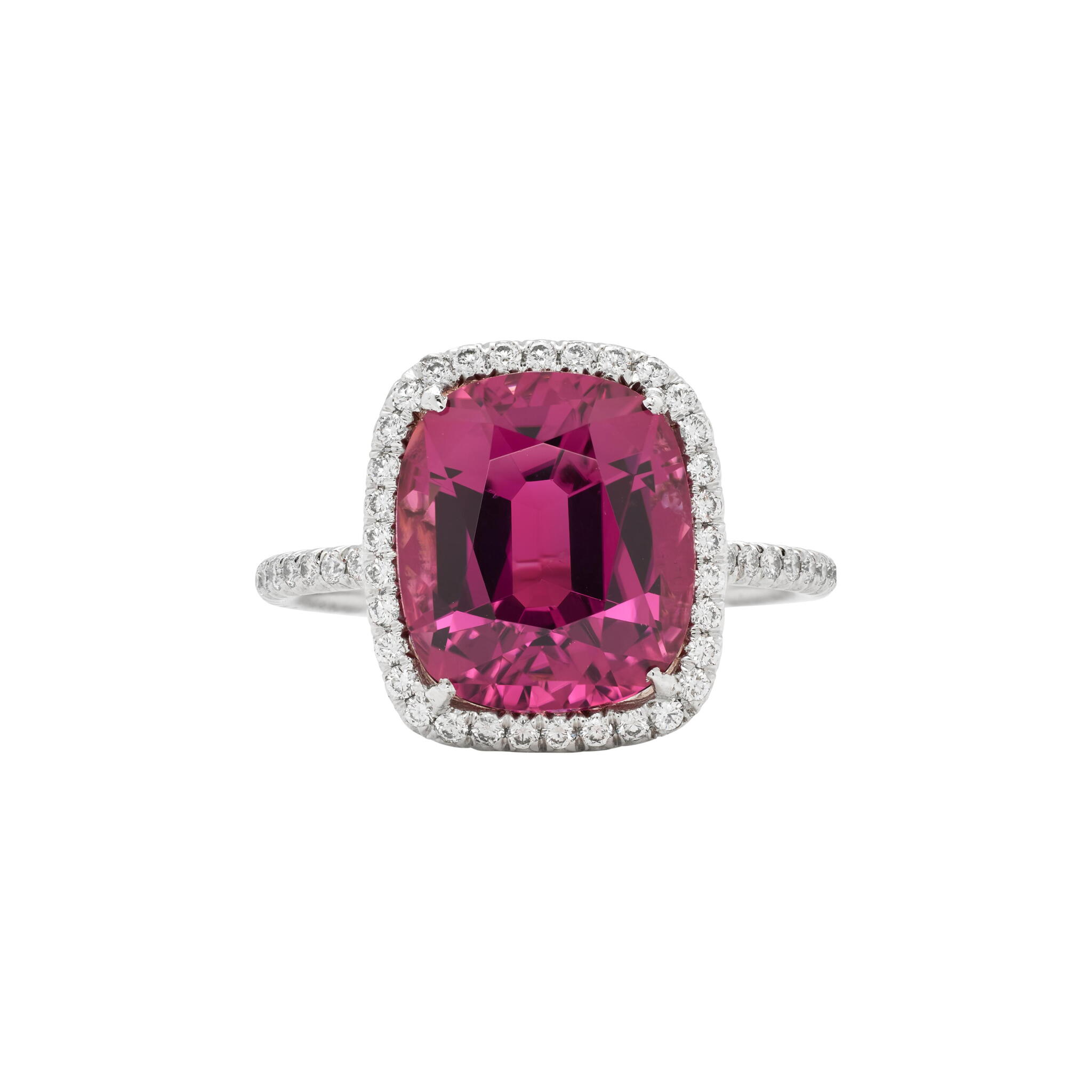 Platinum, 4.15ct Tourmaline and Diamond Ring — view 1
