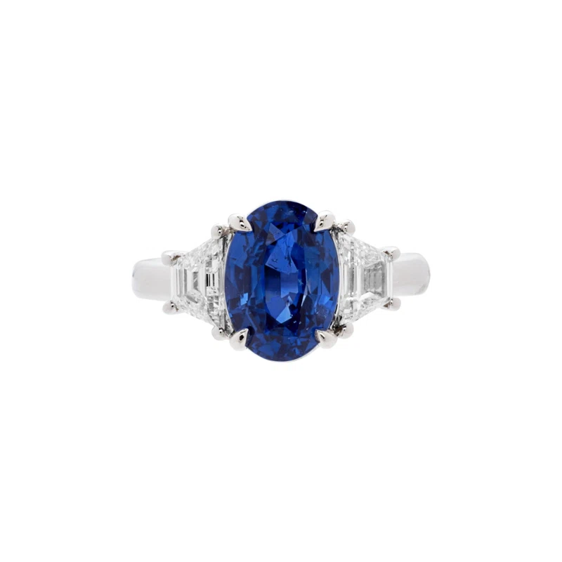 Platinum, 4.25ct Ceylon Sapphire and Diamond Ring