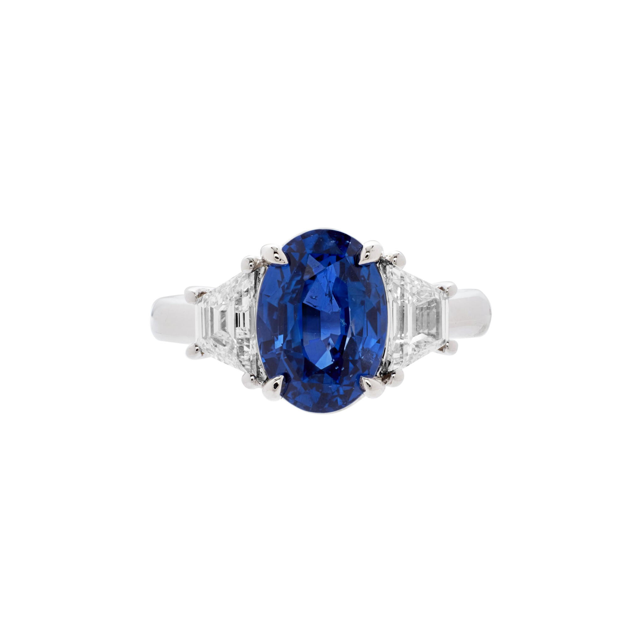 Platinum, 4.25ct Ceylon Sapphire and Diamond Ring — view 1