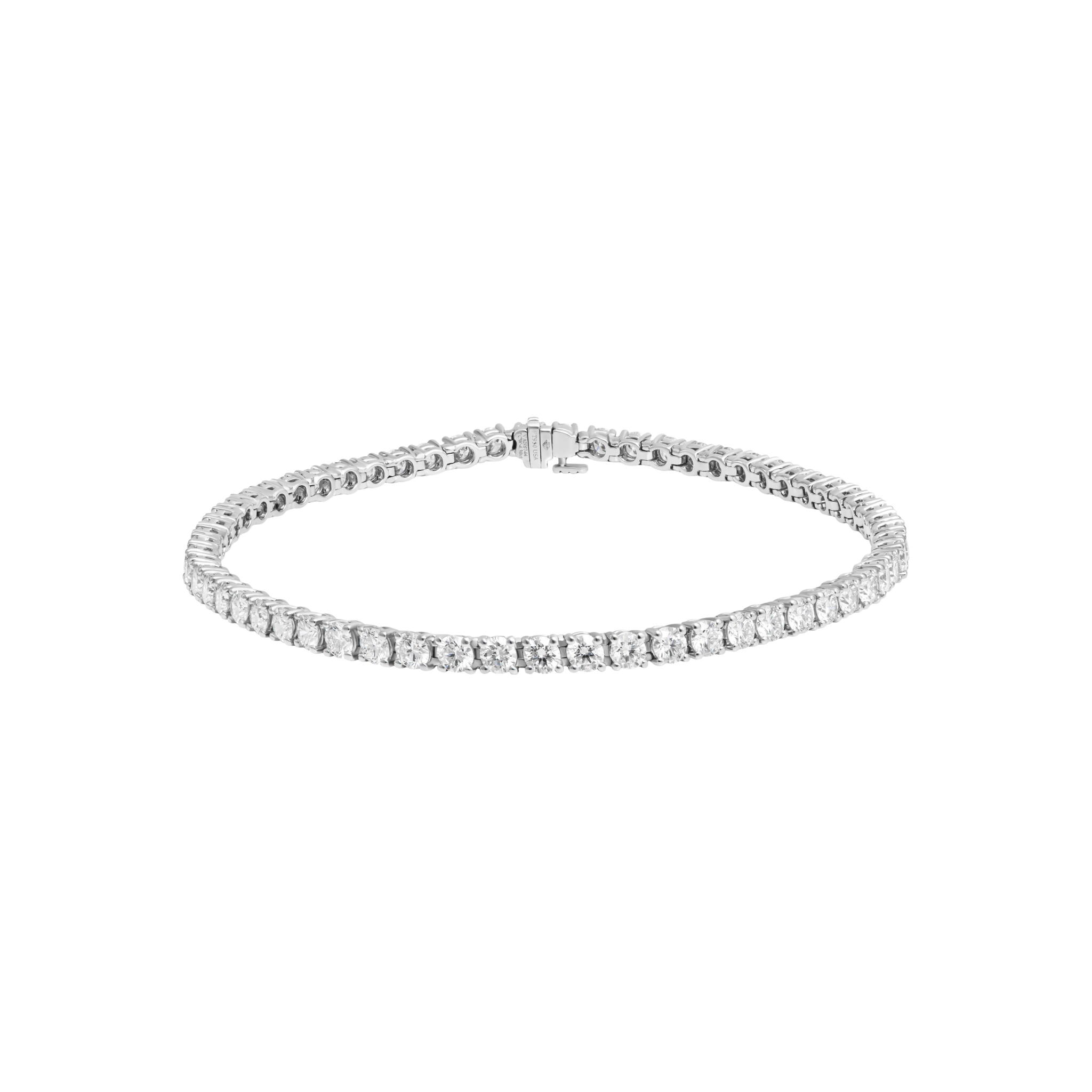 Platinum 4.30ctw Round Brilliant Cut Diamond Tennis Bracelet — view 1