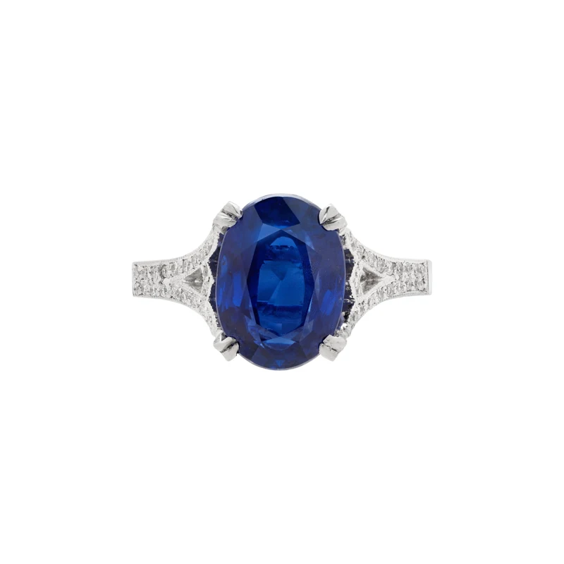 Platinum, 4.36ct Burmese Sapphire and Diamond Ring