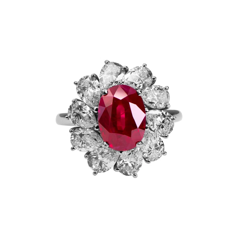 Platinum, 4.39ct Burmese Ruby and Diamond Ring 