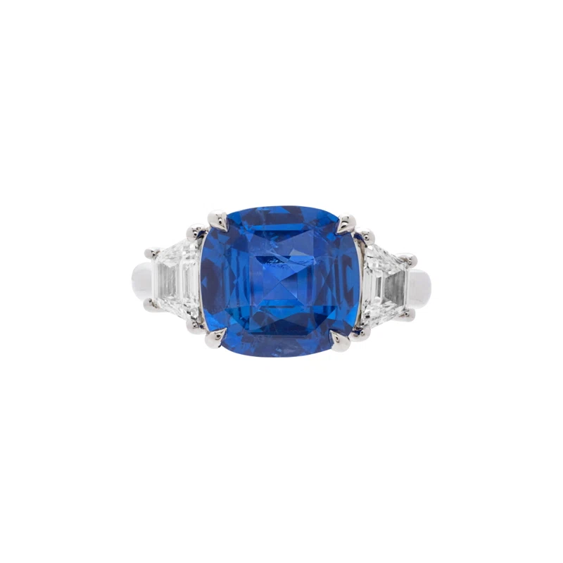 Platinum, 4.55ct Ceylon Sapphire and Diamond Ring