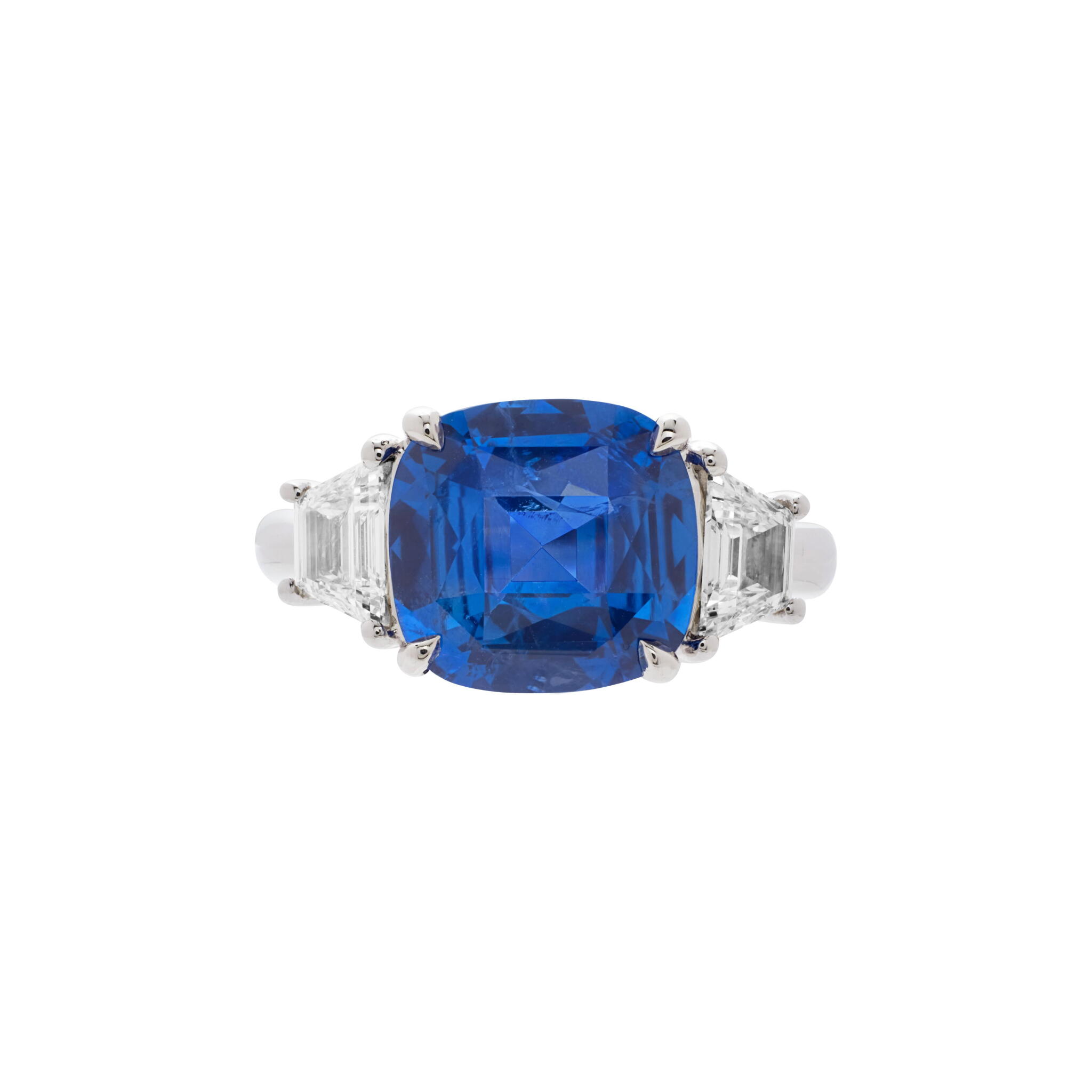 Platinum, 4.55ct Ceylon Sapphire and Diamond Ring — view 1