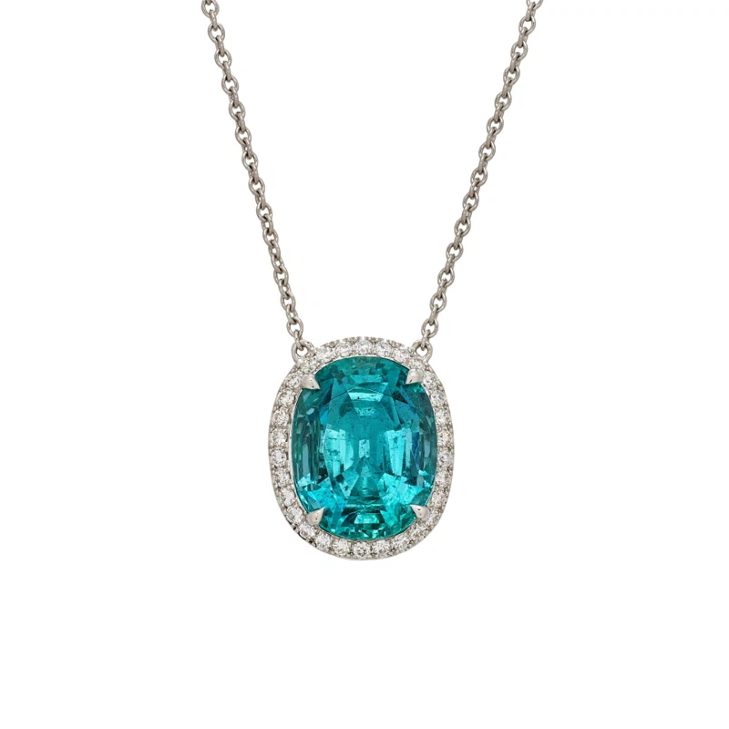 Platinum, 4.83ct Aquamarine and Diamond Pendant Necklace