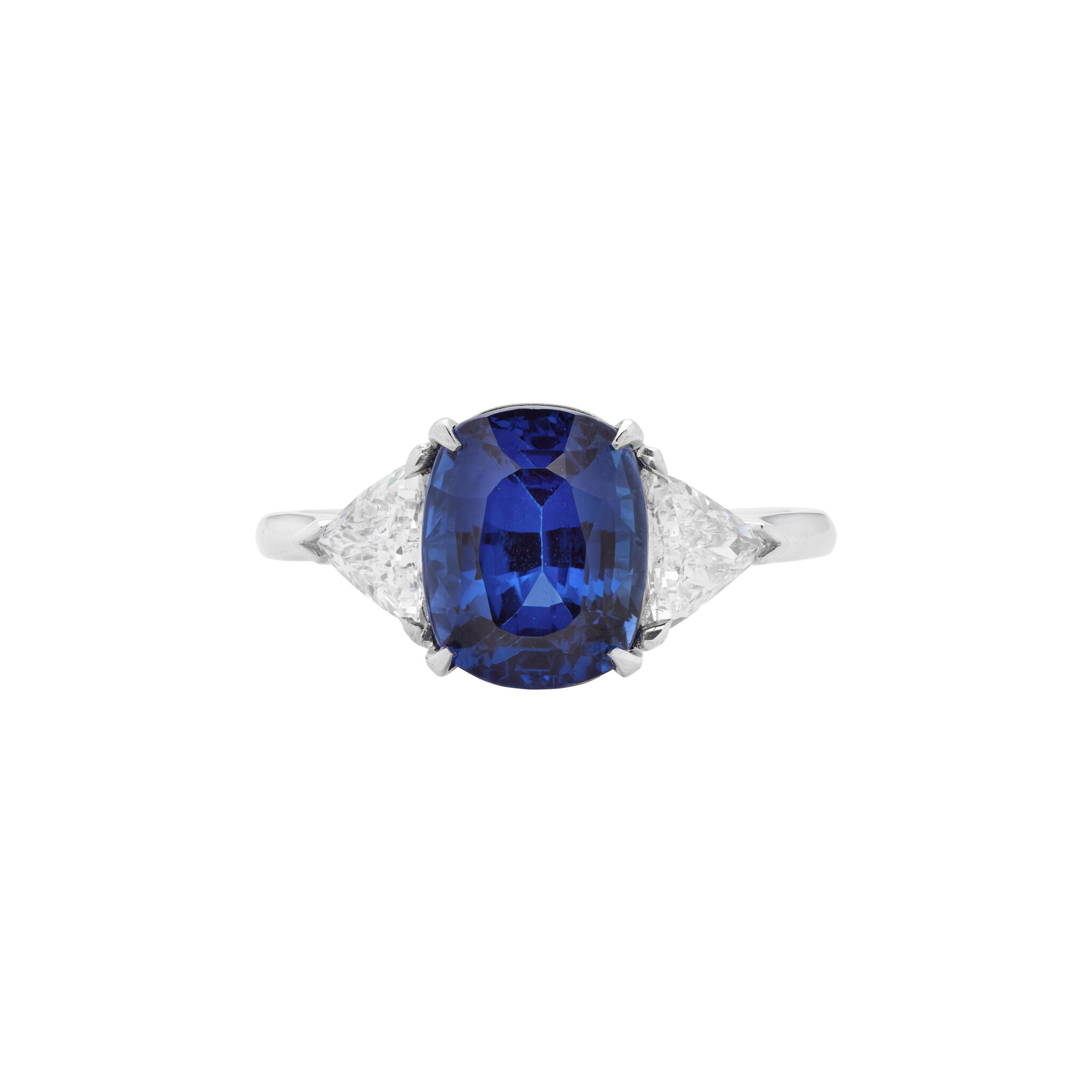 Platinum, 4.88ct Madagascar Sapphire and Diamond Ring — view 1