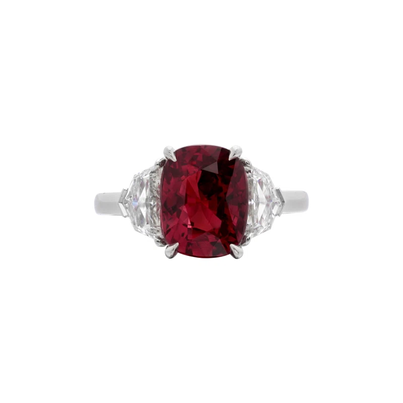 Platinum, 4.21ct Mozambique Pigeon's Blood Ruby and Diamond Ring