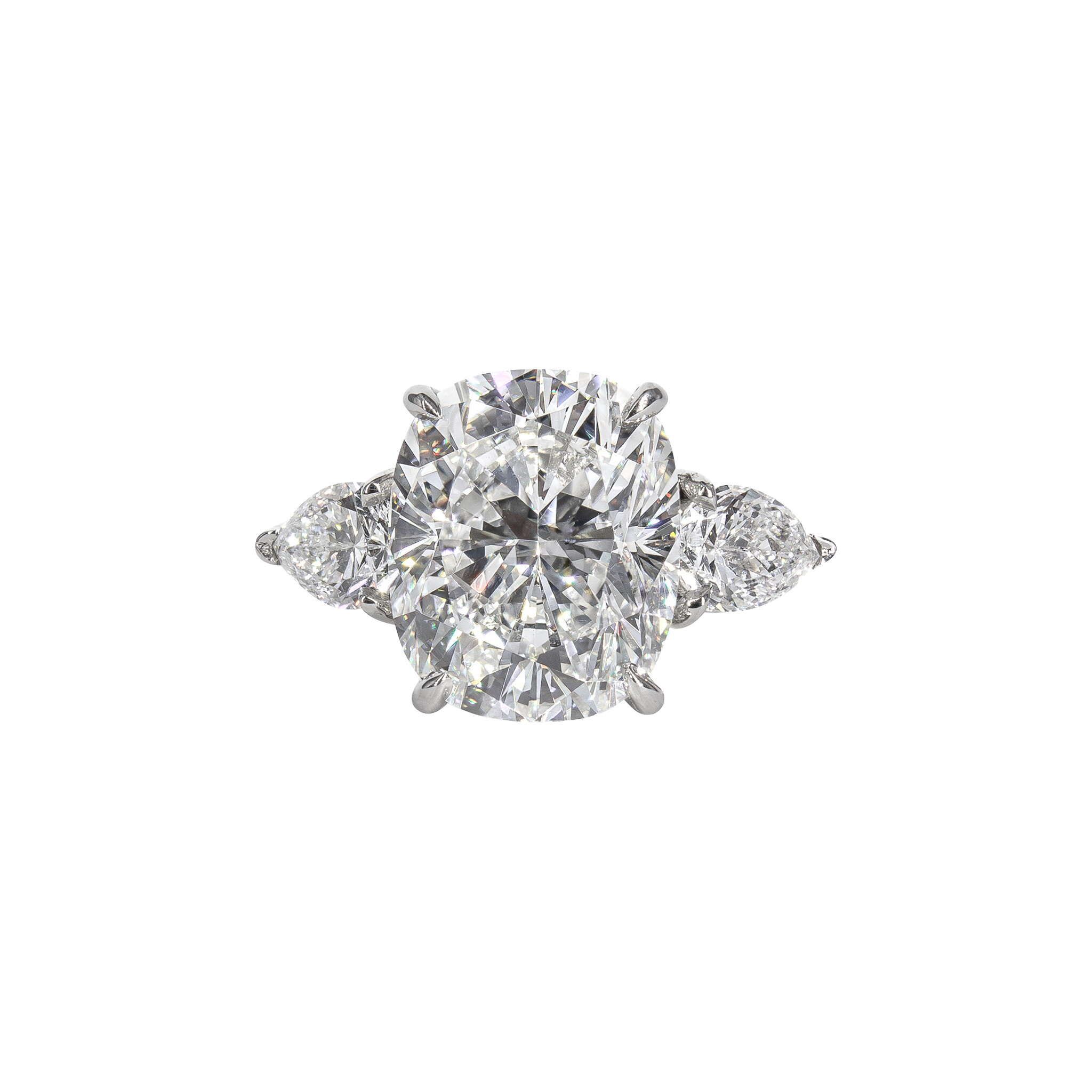 Platinum, 4.37ct Cushion Cut Diamond and Diamond Ring — view 1