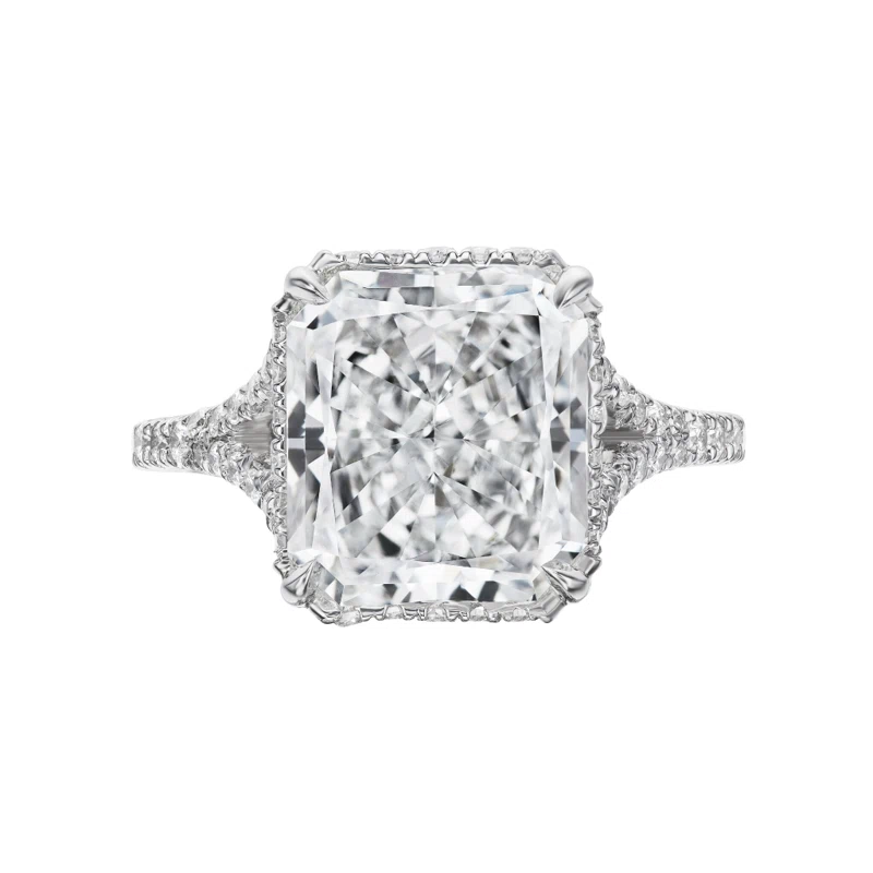 Platinum, 4.76ct Radiant Cut Diamond and Diamond Engagement Ring