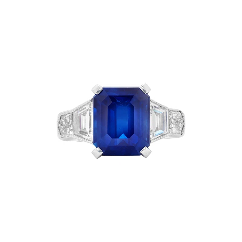 Platinum, 5.02ct Kashmir Sapphire and Diamond Ring