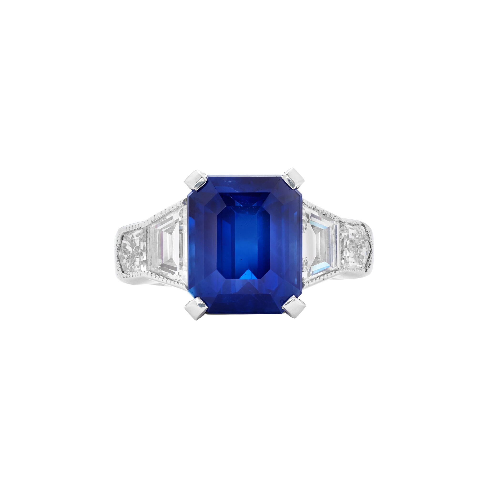 Platinum, 5.02ct Kashmir Sapphire and Diamond Ring — view 1