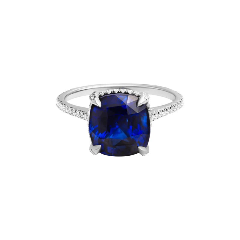Platinum, 5.08ct Madagascar Sapphire and Diamond Ring